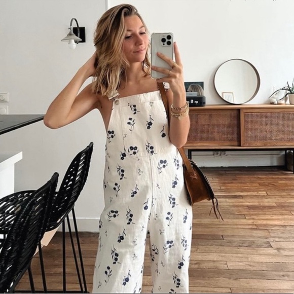 ZARA bloggers favorite floral ecru overalls - Picture 4 of 9